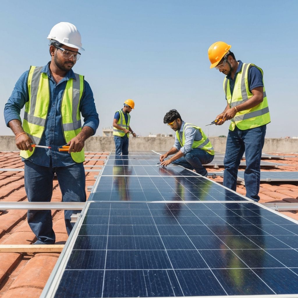 Solar installation team at work